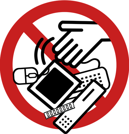 No e-waste graphic, from  the Open Clip Art Library, via WikiCommons